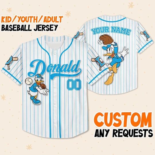 Discover Custom Disney Mickey And Friends Donald Baseball Jersey, Gift For Her Kid Shirt