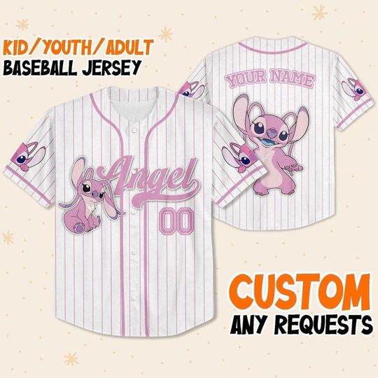 Discover Custom Disney Lilo And Stitch Angel Baseball Jersey Gift For Her Kid Shirt