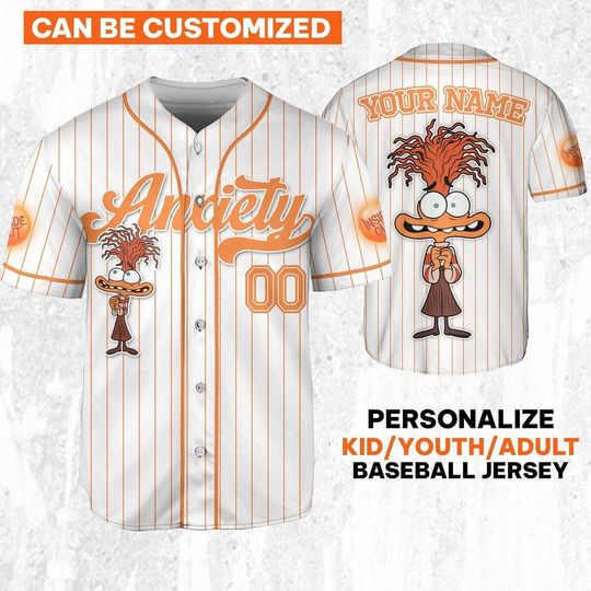 Discover Custom Disney Inside Out Anxiety Simple Baseball Jersey, Gift For Her Kid Shirt
