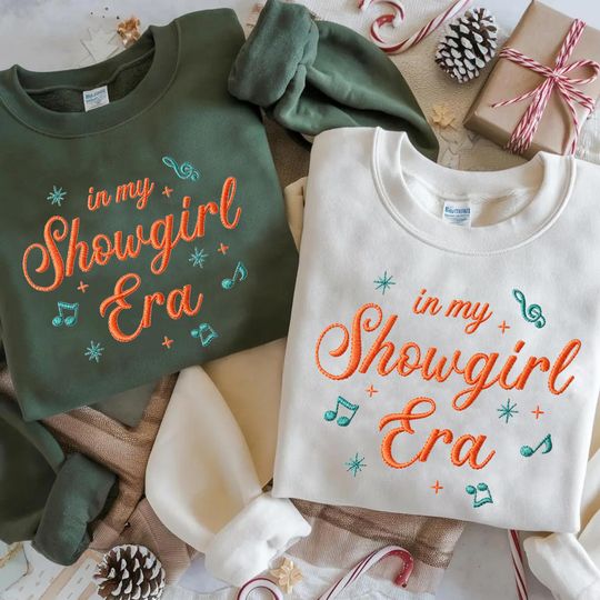 Discover Embroidered In My Showgirl Era Sweatshirt, Showgirl Life Pullover, Trendy Embroidery Crewneck, Taylor Inspired Teacher Shirt Gift