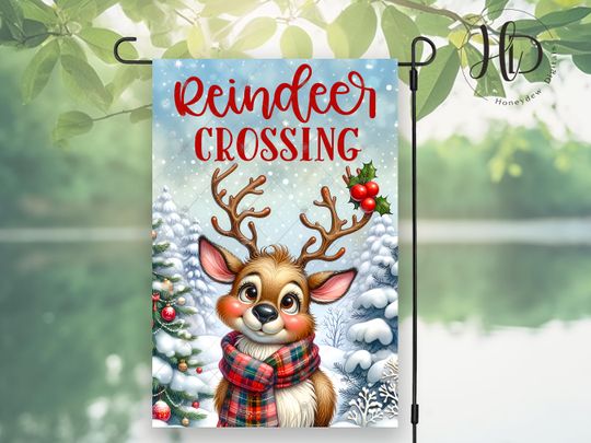 Discover Reindeer Crossing Garden Flag