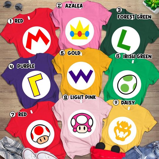 Super Mario Family Costume Shirt | Super Mario Halloween Costume T-Shirt