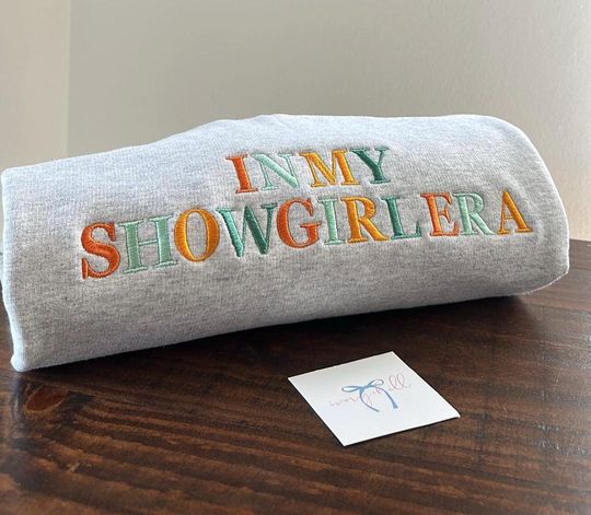 Discover In My Showgirl Era Embroidered Sweatshirt  Ash Grey Gildan Crewneck, Colorful Lettering, Cozy Unisex Fit