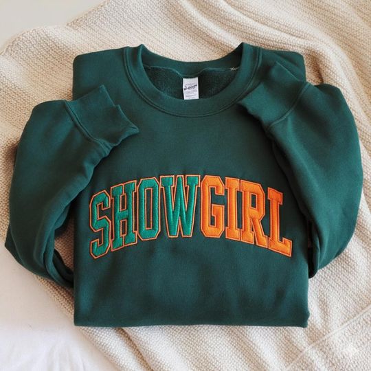 Discover Embroidered Showgirl Sweatshirt, Life of a Sweatshirt, Orange Show Girl Shirt, Shirt for Concert, Showgirl Era Shirt, Showgirl Merch