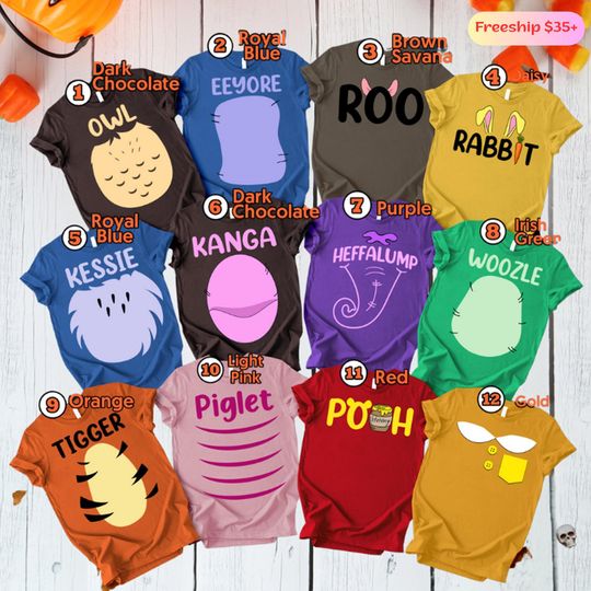 Discover Winnie The Pooh Matching Group Costume Shirt, Pooh Eeyore Tigger Halloween Tee, Disneyland Family Shirt, Mickey Not So Scary Halloween Party