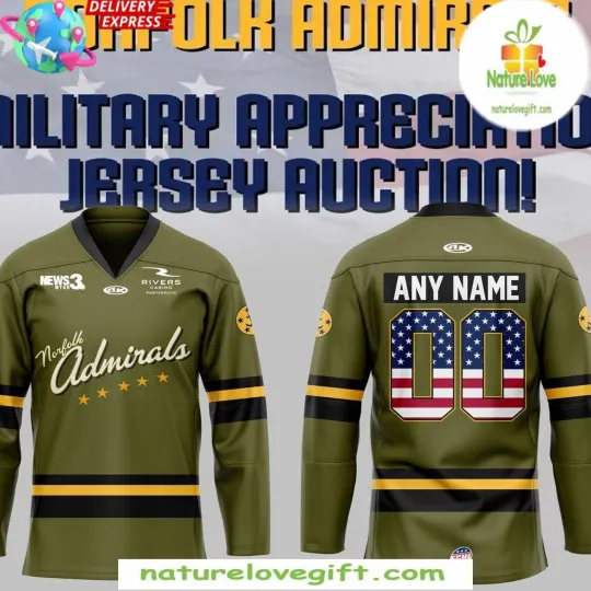 Discover Personalized Military Hockey Shirt Norfolk Admirals Appreciation Special For Men