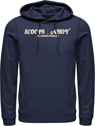 Fifth Sun Men's Stranger Things Scoops Ahoy Nautical Logo Pull Over Hoodie