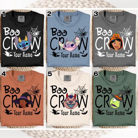Discover Personalized Disneyland Stitch Boo Crew Halloween Comfort Colors Shirt, Not So Scary Halloween Party, Boo Crew Pumpkin Tee, Family Halloween