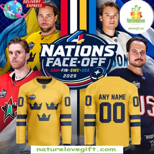 Discover Personalized Sweden Hockey Shirt 2025 4 Nation Face-Off Team Hockey Fan Apparel