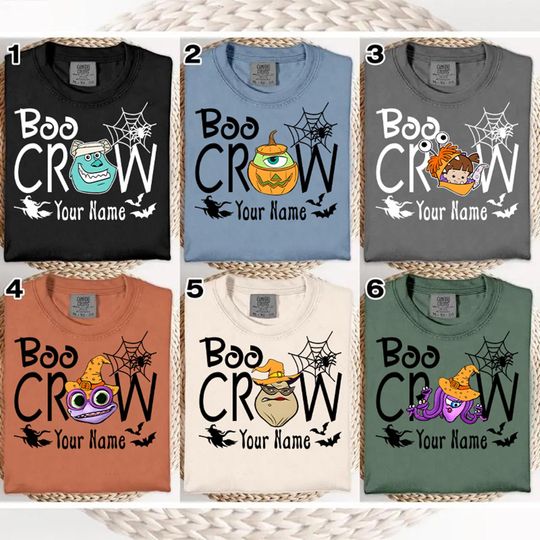 Discover Personalized Monster Inc Characters Boo Crew Comfort Colors Shirt, Boo Crew Pumpkin Shirt, Disneyland Halloween, Spooky Season Magic Kingdom