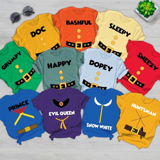 Discover Snow White And The Seven Dwarfs Halloween Costume Shirt, Disneyland Halloween, Disneyland Family Matching, Halloween Group, Halloween Gift