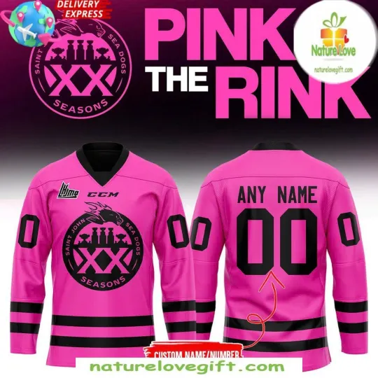 Discover Personalized Saint John Sea Dogs Pink In The Rink Special Hockey Shirt Printed