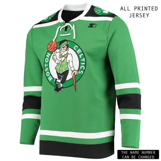 Discover Custom Men's Starter Kelly Green Boston Celtics Pointman Hockey Shirt Printed