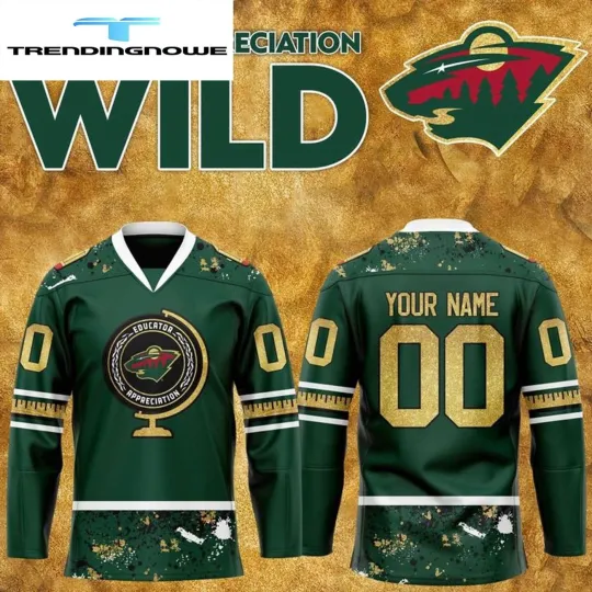 Discover Personalized Minnesota Wild 2025 Educator Appreciation Night Hockey Shirt