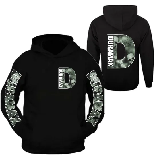 Discover Duramax Black Hoodie D Design All Colors Hooded Sweatshirt Front and Back