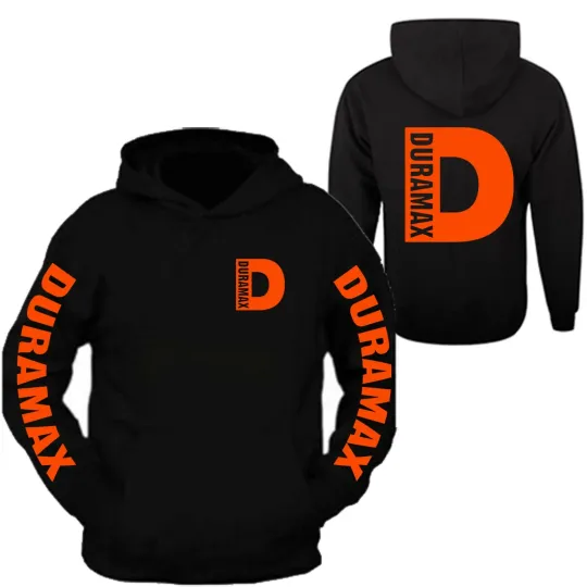 Discover Duramax Orange Big D Design Color Black Hoodie Hooded Sweatshirt