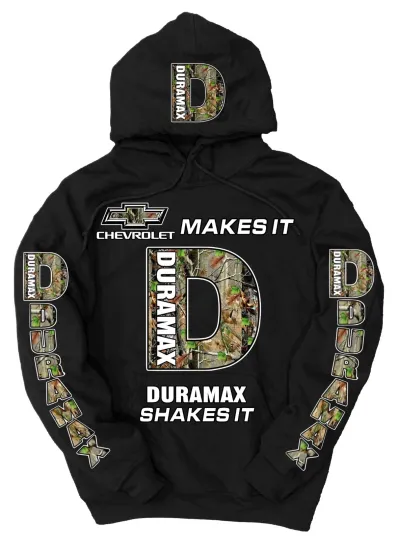 Discover Duramax "Shakes It" Logo Pullover Hoodie Chevy BUY 2 HOODIES GET A FREE TEE