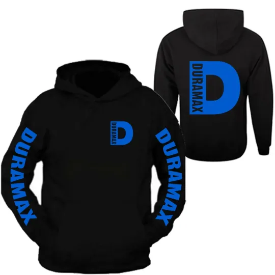Discover Duramax Blue Big D Design Black Hoodie Hooded