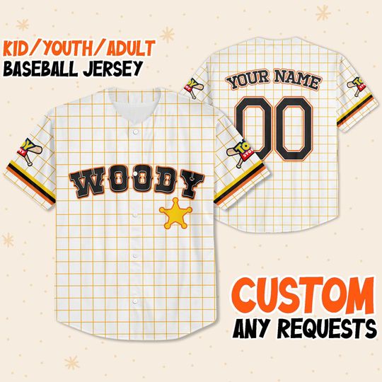 Discover Custom Toy Story Woody Jersey, Disney toy story AOP All Over Print Baseball Jersey Sports, Best Cute Gifts For Fans Disney Birthday Gift