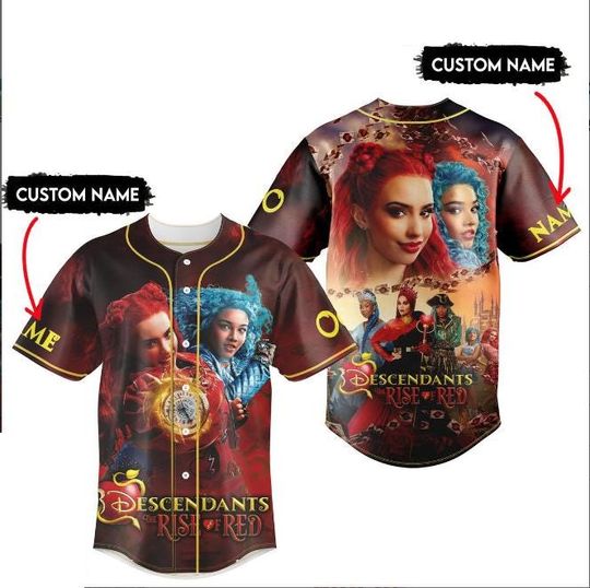 Discover Descendants The Rise Of Red Disney Movies Personalized Disney AOP All Over Print Baseball Jersey Sports, Best Cute Shirt Gifts For Fans