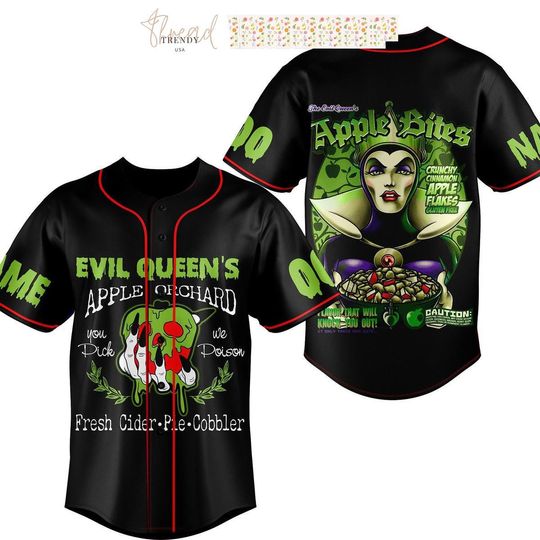 Discover Disney Snow Whites Villain Queen Personalized Disney AOP All Over Print Baseball Jersey Sports, Best Cute Shirt Gifts For Fans Kid Shirt