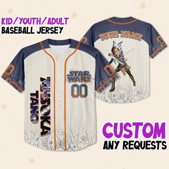 Discover Custom Star Wars Ahsoka Tano Navy Baseball Jersey, Disney AOP All Over Print Baseball Jersey Sports, Best Cute Gifts For Fans, Disney Gift