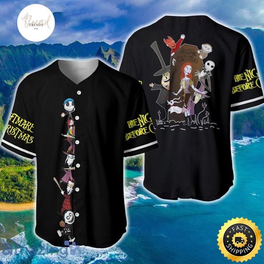 Discover Halloween Burton Disney Baseball Jersey, Sunny Shirt, Nightmare Before Christmas All Over Print Jersey Full Print 3D Gift For Kid, AOP Shirt