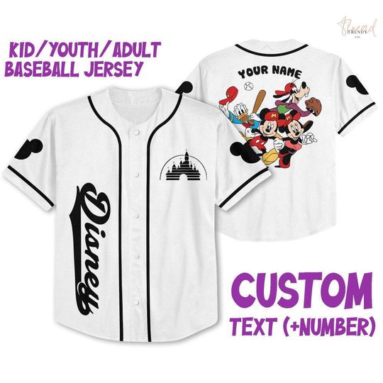 Discover Personalize Mickey Castle Logo White Jersey, Disney Sports, Custom 3D Cute  For Fans, All Over Print AOP Birthday Gift For Her Kid