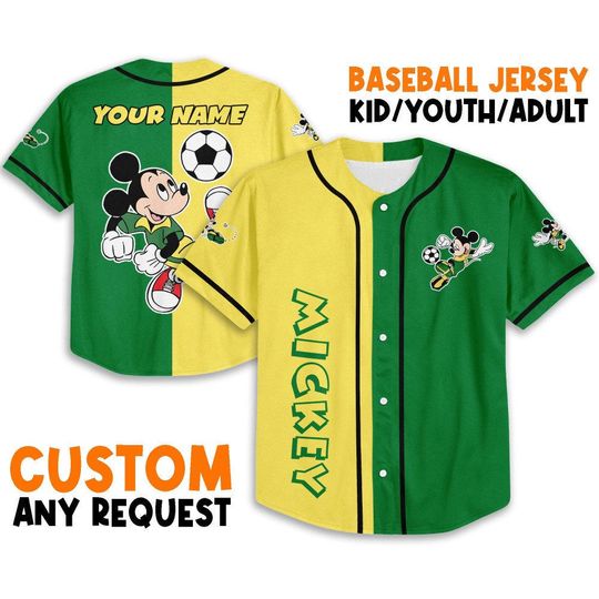 Discover Personalize Mickey Soccer Jersey, Disney Baseball Jersey Sports, Cute Gifts For Fans Disney, Best Birthday All Over Print AOP Gift For Kid