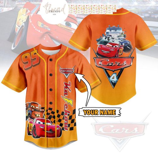 Discover Cars 4 Disney Fanon Personalized Baseball Jersey, Custom Disney McQueen Shirt Disney Sally All Over Print Baseball Jersey Full Print 3D Gift