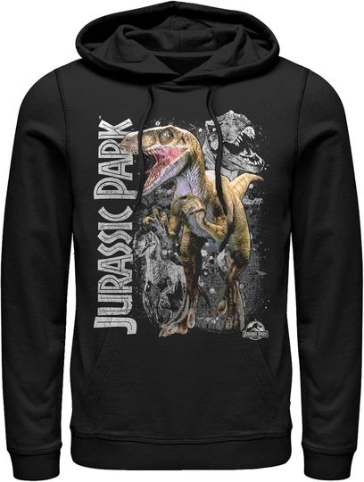 Fifth Sun Jurassic Park Dino in Front Mens Pullover Hoodie
