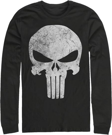 Men's Marvel Punisher Retro Skull Symbol Long Sleeve Shirt