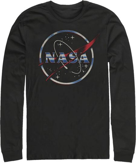 Men's NASA 80s Space Station Logo Long Sleeve Shirt