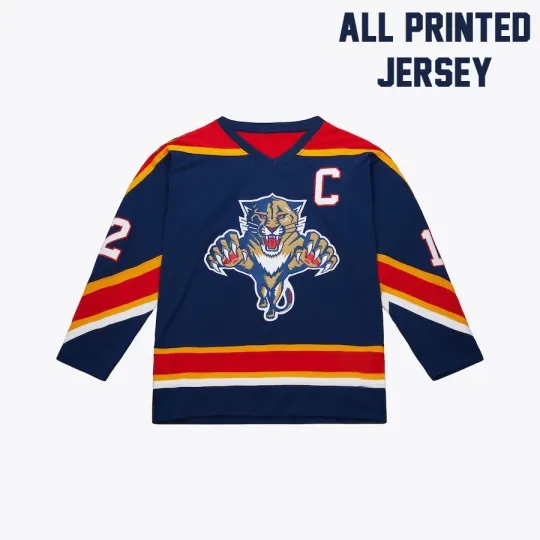 Discover Personalized Navy Leaping Florida Panther Hockey Shirt 1995/96 Gift For Fans