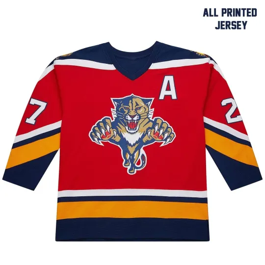 Discover Personalized Red Leaping Florida Panther Hockey Shirt 1995/96 Gift For Fans