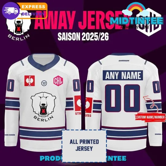 Discover Personalized Eisbären Berlin Saison 2025/2026 Away Hockey Shirt All Printed Gift