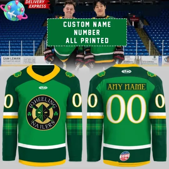 Personalized Wheeling Nailers Hockey Shirt St. Patrick's Day Hockey Team Apparel