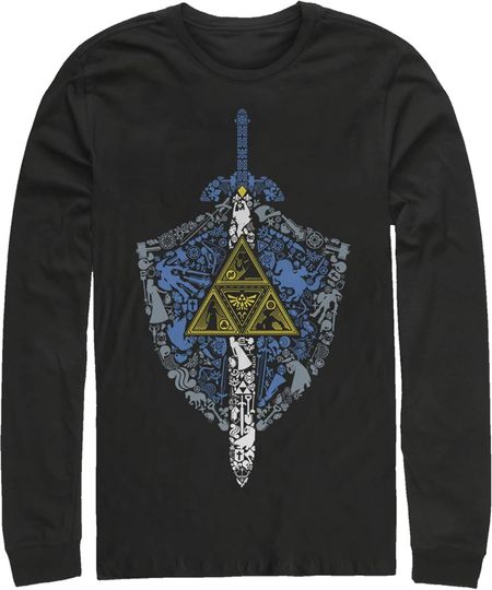 Discover Men's Nintendo Legend of Zelda Hidden Pattern Long Sleeve Shirt