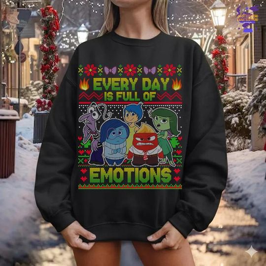 Discover Comfort Colors Inside Out Christmas Shirt, Joy Anger Disgust Fear Sadness Ugly Xmas Shirt, Inside Out Christmas, Disneyland Xmas 2025 Gift