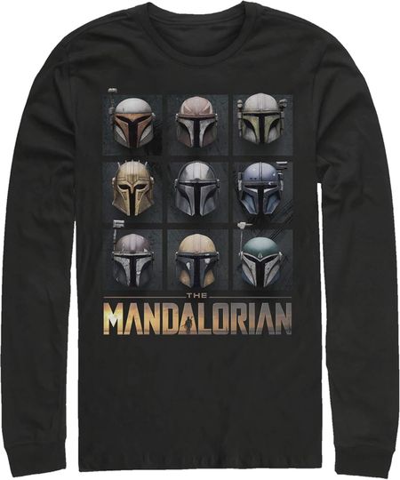 Men's Star Wars: The Mandalorian Helmet Box Up Long Sleeve Shirt