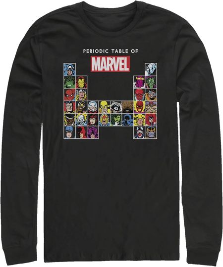 Discover Men's Marvel Periodic Table of Heroes Long Sleeve Shirt