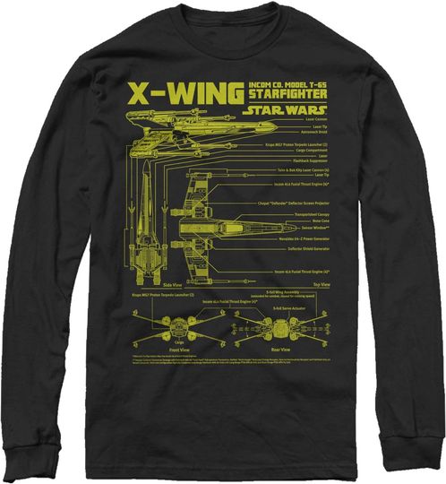 Discover Men's Star Wars X-Wing Schematics Long Sleeve Shirt