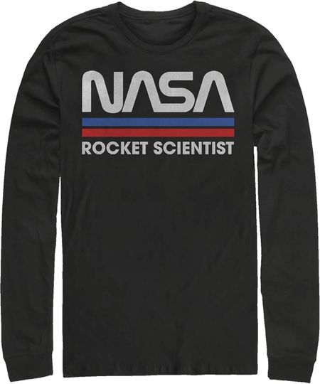 Men's NASA Rocket Scientist Vintage Striped Logo Long Sleeve Shirt