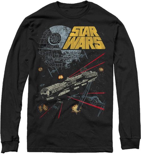 Men's Star Wars Millennium Falcon Battle Long Sleeve Shirt - Black - 2X Large