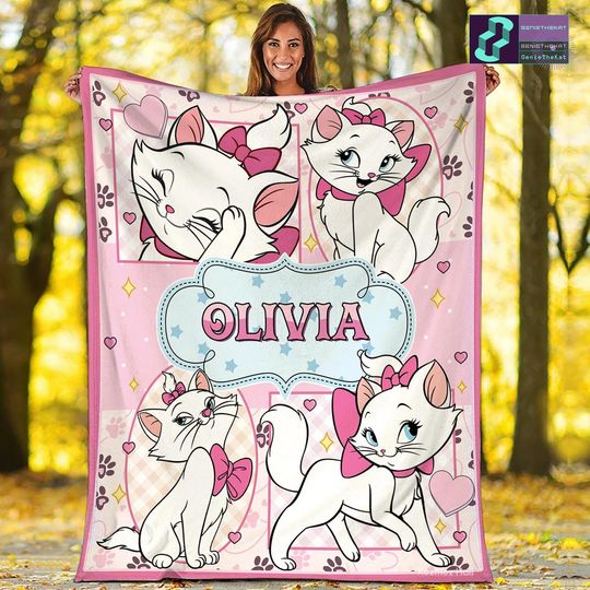 Discover Personalized Disneyworld The Aristocats Marie Blanket, Magic Kingdom Marie Cat Fleece Blanket, The Aristocats Blanket For Bed Coach Sofa