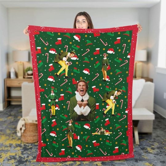 Buddy The Elf Blanket, Elf Movie Christmas Fleece Blanket, The Elf Christmas Blanket