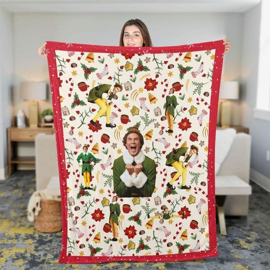 Buddy The Elf Fleece Blanket, Elf Movie Christmas Blanket, The Elf Christmas Blanket