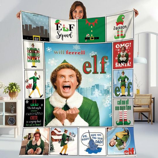 Buddy The Elf Fleece Blanket, Elf Quote Christmas Blanket, The Elf Christmas Blanket