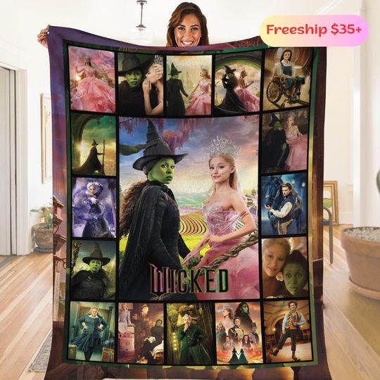 Discover Wicked For Good Blanket Elphaba And Glinda Blanket Quilt Wicked Shiz University Blanket Wicked For Good Merch Halloween Gift Xmas Blanket