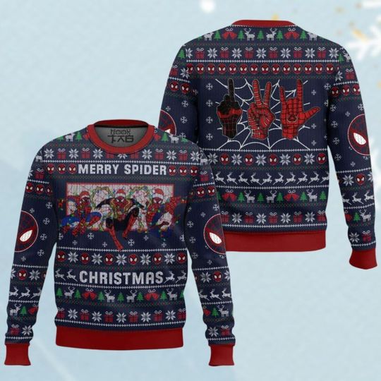 Merry Spider Christmas Ugly Sweater, Superhero Xmas Sweatshirt, Spider Xmas Party Shirt, Kids Christmas Sweater, Christmas Party Sweats
